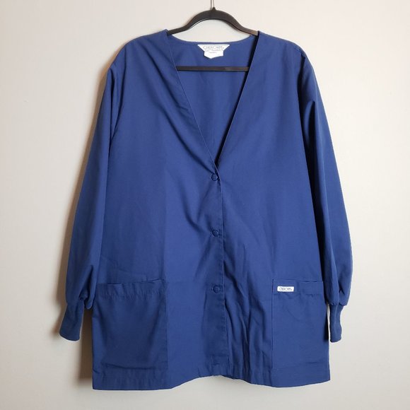 Cherokee Navy Blue Classic Button-Down Scrub Jacket Coat XL - Picture 1 of 7